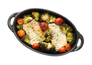 Kabeljauw uit de oven met groenten